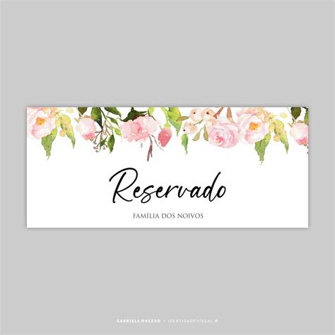 Placa Reservado Place Cards Casamento Arte Digital No Elo