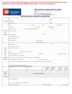 Fillable Online CBZ Motor Accident Claim Form Pdf Fax Email Print