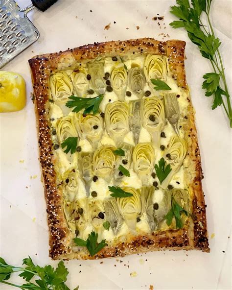 How To Make Easy 30 Minute Artichoke Puff Pastry Tart Smeared With