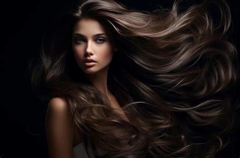 Premium Photo Elegant Beautiful Brunette With Loose Hair Generate Ai