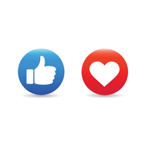 Thumb Up And Heart Icon On White Background Vector Illustration