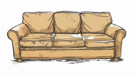 Elegant Scratched Sofa Furniture Vector Illustration In Handdraw Style