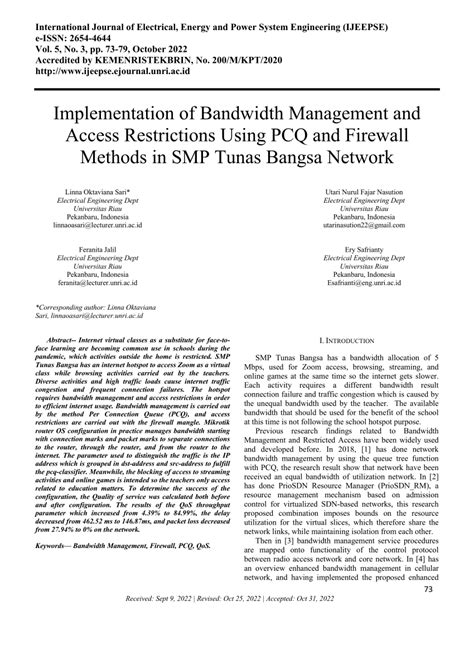 Pdf Implementation Of Bandwidth Management And Access Restrictions