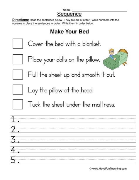 Sequence Worksheet Third Grade