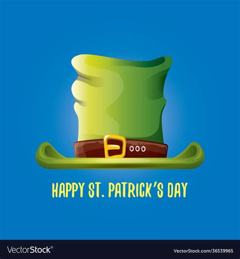 Saint Patricks Day Green Glossy Hat Clover Vector Image