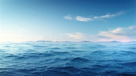 Calm Ocean Horizon Minimalistic Ai Generated Stock Illustration