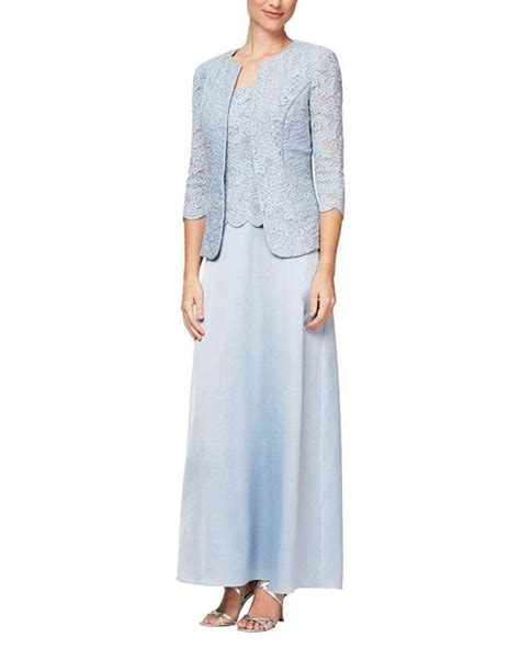 Alex Evenings 81122326 Lace And Satin Dress With Jacket In Blue Lyst