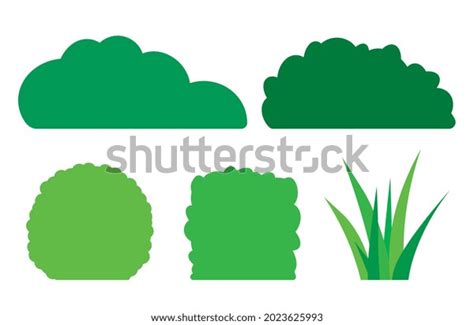 Set Garden Green Bushes Vector Illustration Stock Vector Royalty Free