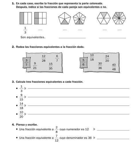 Ejercicios De Lectura Y Escritura De Fracciones PDF Imprimir