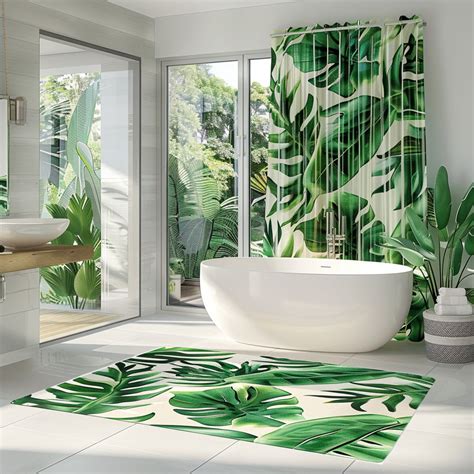 Hyperrealistic Tropical Rainforest Bathroom Shower Curtain With