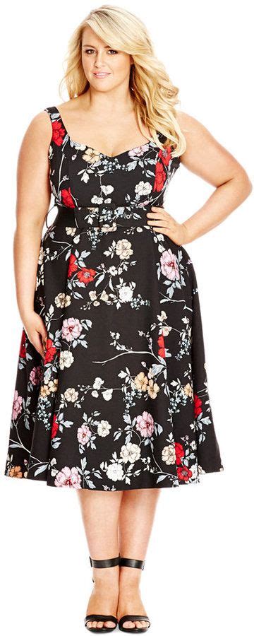 City Chic Plus Size Sleeveless Fit And Flare Floral Print Dress Plus