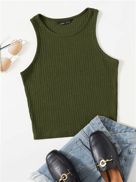 Shein Ezwear Solid Rib Knit Tank Top Shein Usa