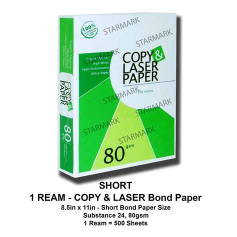 Copy And Laser Bond Paper 1 Ream Short Bond Paper Size 8 5x11