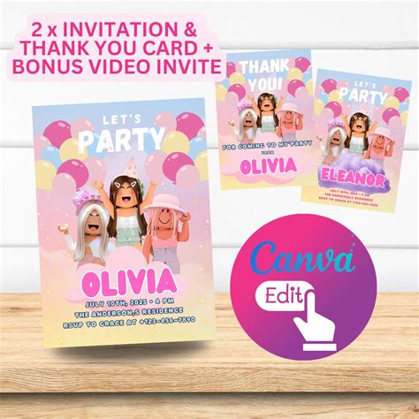 Invitación de cumpleaños para niñas ROBLOX tarjeta de Etsy España