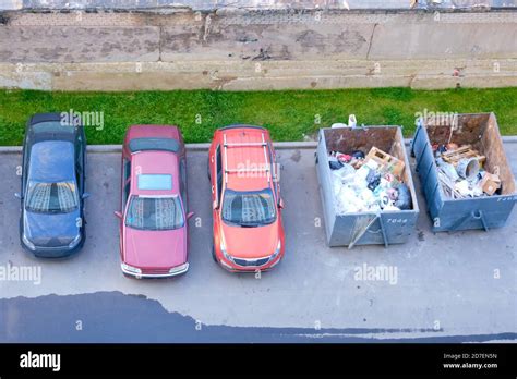 Car Parking And Rubbish Dump Top View Stock Photo Alamy