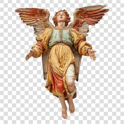 PNG Colorful Angelic Statue With Wings Premium AI Generated PSD