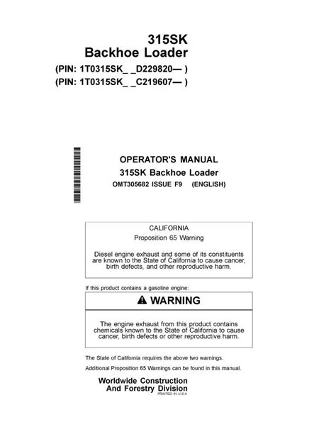 John Deere 315sk Backhoe Loader Pdf Operators Manual