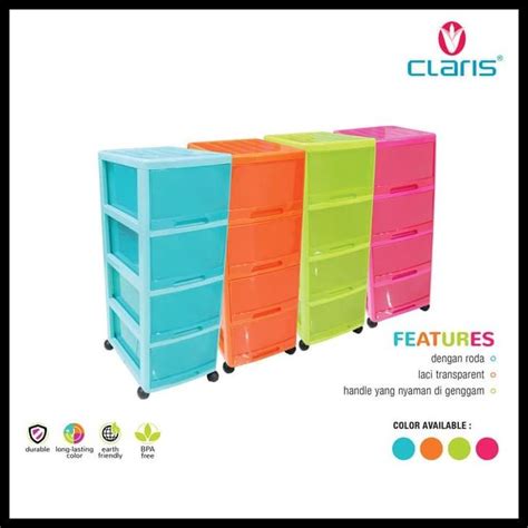 Jual Claris Lemari Laci Cabinet Princia Rak Susun Drawer Plastik Roda