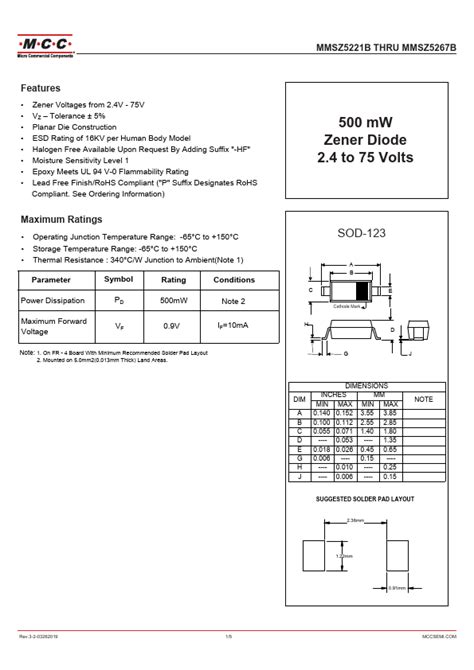 Mmsz5239c Datasheet Zener Diode