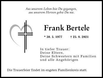 Traueranzeigen von Frank Bertele Allgäuer Zeitung