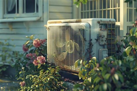 A An Old Air Conditioner Outside Of A House Premium AI Generated Image