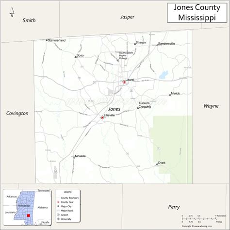 Jones County Map Mississippi Where Is Located Cities Population