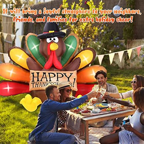 MICOCAH 6FT Thanksgiving Inflatables Turkey Decor With Pilgrim Hat