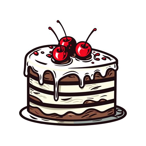 Black Forest Cake Clip Art Illustration Transparent Backgrund