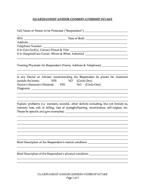 Fillable Online Guardianship And Or Conservatorship Intake Fax Email