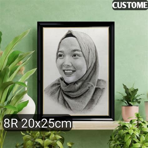 Jual Lukisan Sketsa Wajah Hitamputih Handmade Ukuran R X Cm Frame