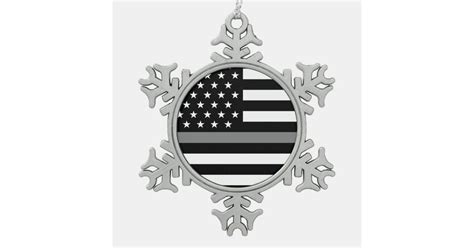 Thin Gray Line Correctional Officer Snowflake Pewter Christmas Ornament