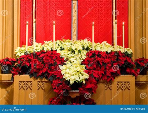 Church Altar With Poinsettias Stock Photo Image Of Belief Altar