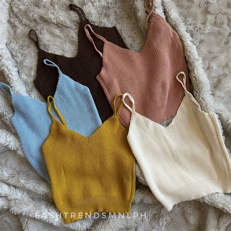 Fashmnl Jessy V Neck Crochet Knitted Summer Crop Topu Shopee Philippines