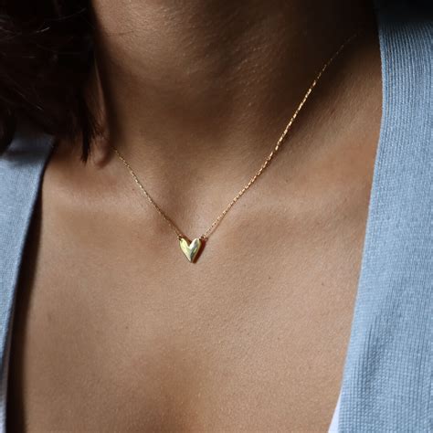 Dainty Gold Heart Necklace Layering Necklace Delicate Gift For Woman