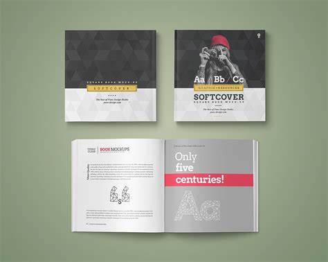 Softcover Square Book Mock Up Design Cuts