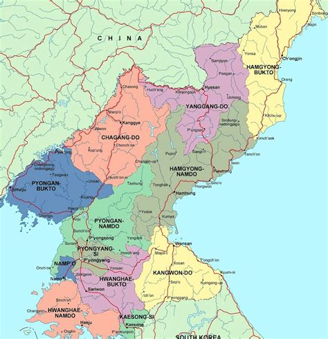 Detailed Administrative Map Of North Korea North Korea Asia