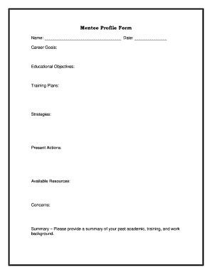 Fillable Online Mentee Profile Form Solutionsbizcom Fax Email Print