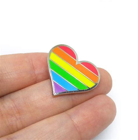 Pride Lgbtq Gay Flag Heart Enamel Pin Compoco