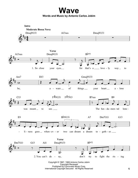 Wave By Antonio Carlos Jobim Sheet Music For Pro Vocal At Sheet Music