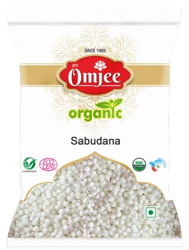 White Natural Omjee Organic Sabudana Packaging Type Packet Packaging