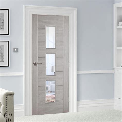 Hampshire Light Grey Internal Door With Clear Safety Glass