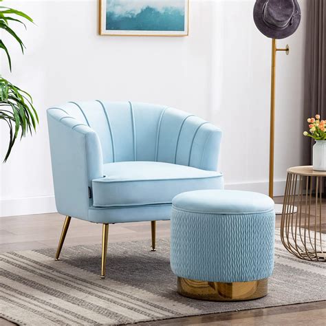 light blue chair with storage ottoman luxury glam furniture ideas for ...