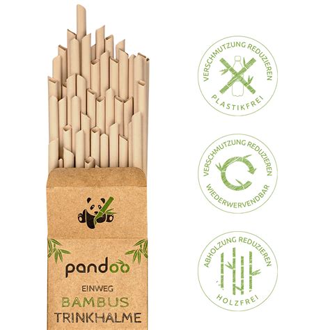 pandoo 50 Pajitas bambú y Fibras Vegetales 100 biodegradables