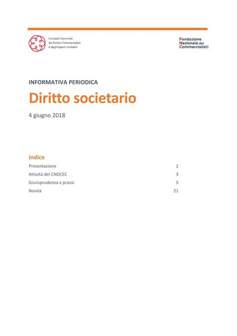 PDF INFORMATIVA PERIODICA Diritto Societario E Delle Prassi In Uso