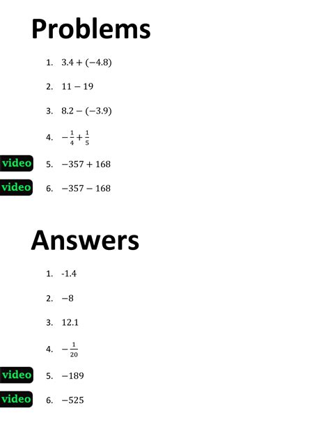 Rational Numbers Adding And Subtracting Worksheet