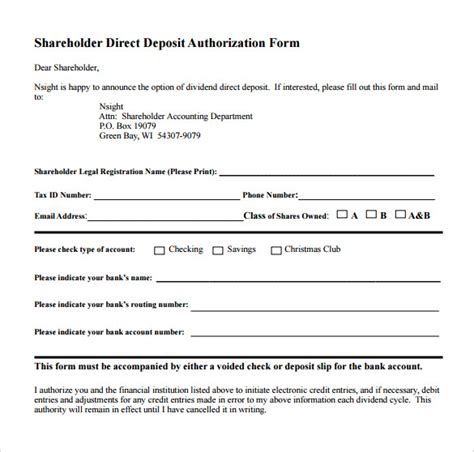 Free 7 Sample Direct Deposit Authorization Forms In Pdf Ms Word