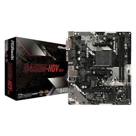 Asrock AMD B450M-HDV R4.0 Micro ATX DDR4 Motherboard - Walmart.com - Walmart.com