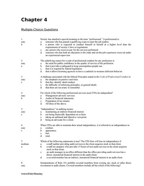 Chapter Auditing Chapter Multiple Choice Questions Society Has