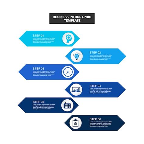 Präsentations business infografik vorlage mit 6 schritten Premium Vektor