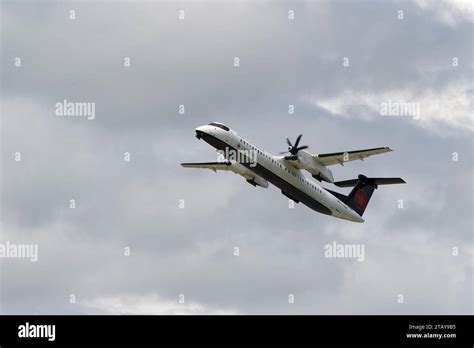 Air Canada Express Bombardier Q400 Dash 8 Aircraft In Flight Montreal